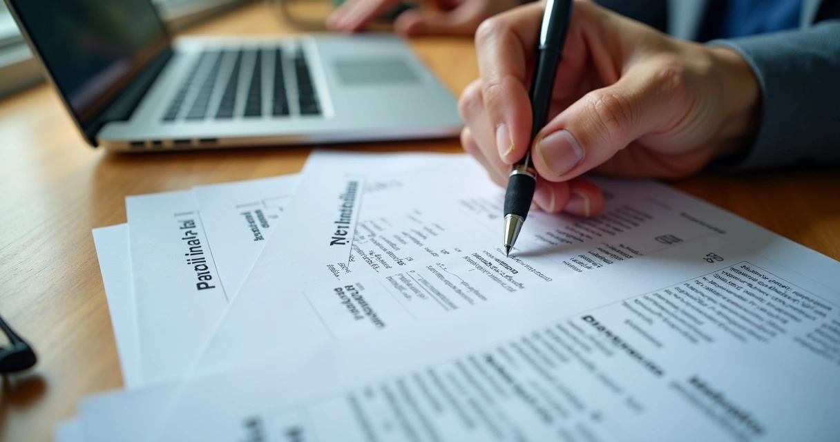 Documentos jurídicos e empresariais organizados em mesa para fase de habilitação em licitação pública