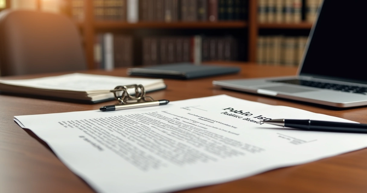 Mesa com documentos oficiais organizados para licitação pública, incluindo contratos, certidões e pastas